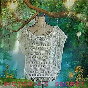 Victoria's Secret Knit Crochet Crop Top Overlay